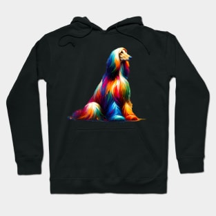 Vibrant Afghan Hound in Colorful Splashed Paint Hoodie